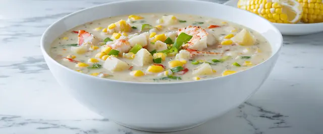 Corn and Crab Chowder with Old Bay Seasoning and Scallions