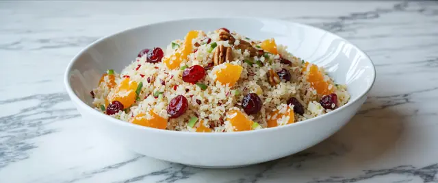 Cranberry Orange Quinoa Salad with Pecans, and Dried Fruit