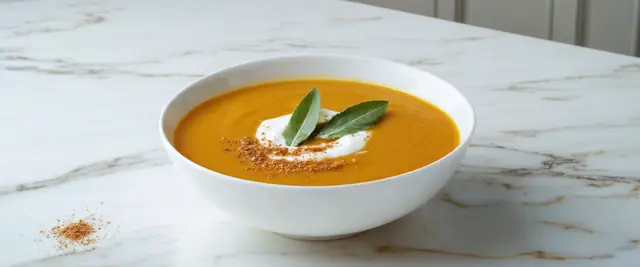 Creamy Pumpkin Soup with Sage Infusion