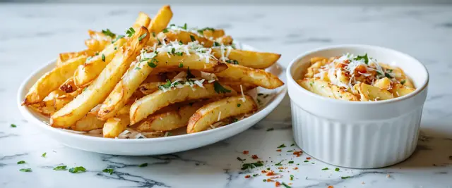 Crispy Truffle Parmesan Fries with Spicy Aioli