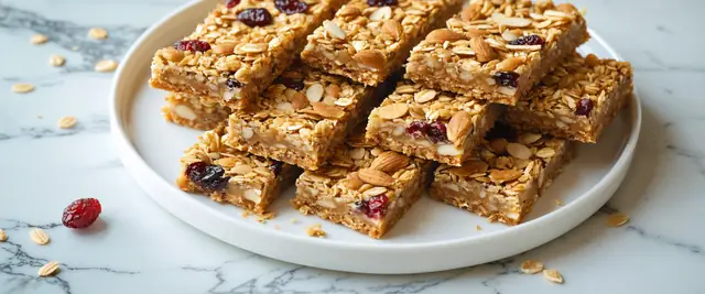 Crunchy Almond Homemade Granola Bars with Dried Cranberries