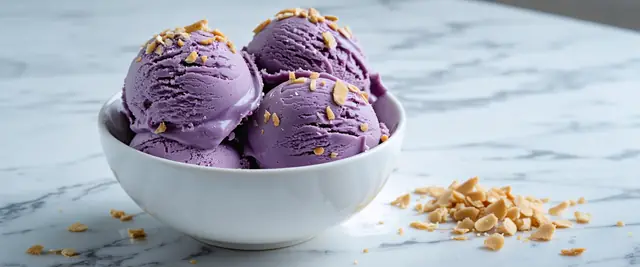 Dreamy Ube Ice Cream with Coconut Shreds