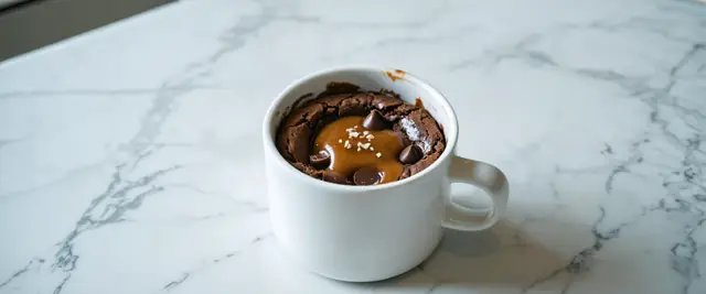 Easy Microwave Mug Brownies with Salted Caramel Drizzle
