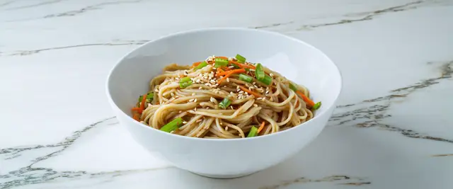 Edamame and Sesame Noodle Bowl with Scallions