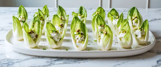 Endive Cups with Blue Cheese, Apples and Pistachio