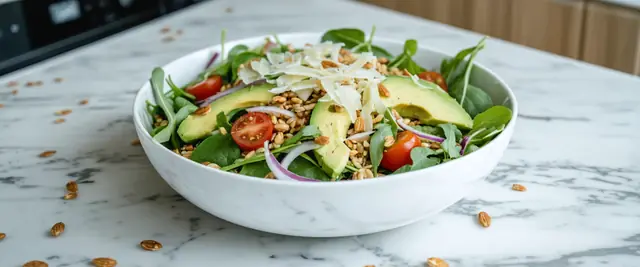 Farro Avocado Salad with Lemon Vinaigrette and Arugula