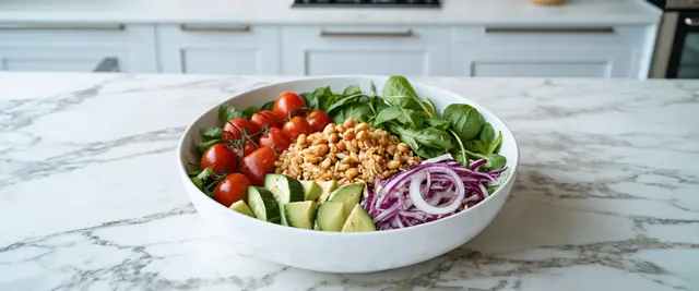 Farro Buddha Bowl with Tahini Dressing and Chickpeas