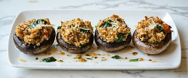 Farro Stuffed Portobello Mushrooms with Garlic