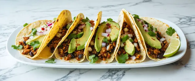 Farro Tacos with Avocado Crema and Lime