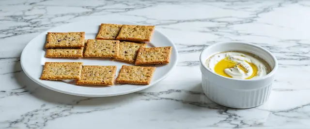 Flaxseed Crackers with Roasted Garlic Hummus
