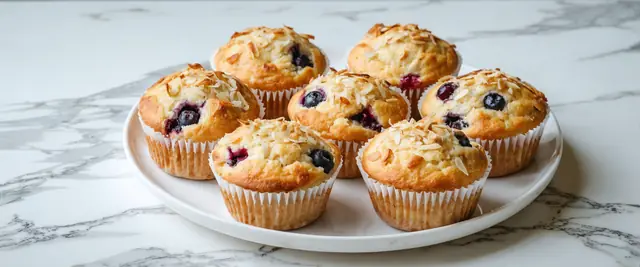 Greek Yogurt Berry Muffins with Toasted Coconut