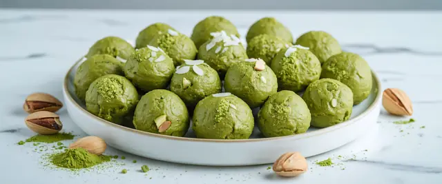 Green Tea Matcha Energy Bites With Pistachio Crunch