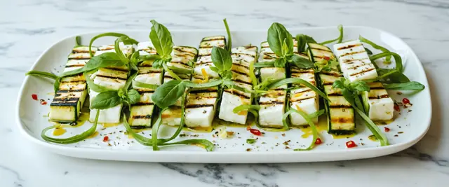 Grilled Halloumi with Minted Zucchini