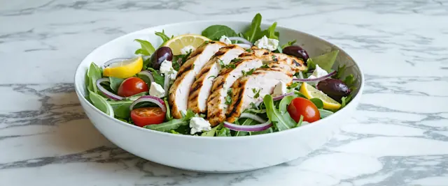 Grilled Lemon Herb Chicken Salad with Feta