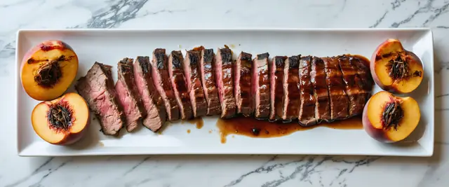Grilled Peach and Bourbon BBQ Brisket