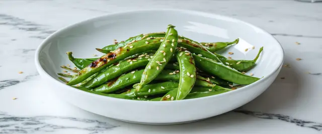 Grilled Snow Peas with Sesame Glaze