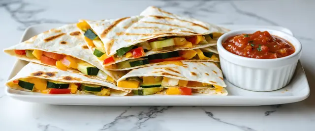 Grilled Vegetable Quesadillas with Spicy Salsa