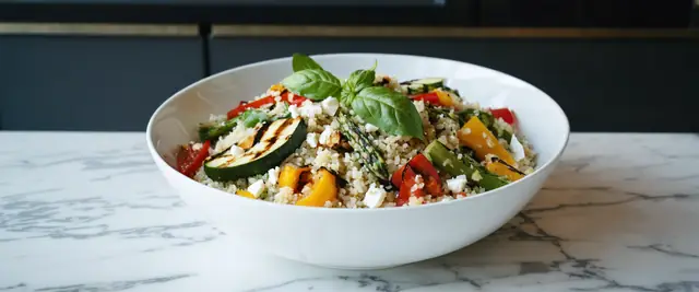 Grilled Vegetable Quinoa Bowl with Balsamic Reduction