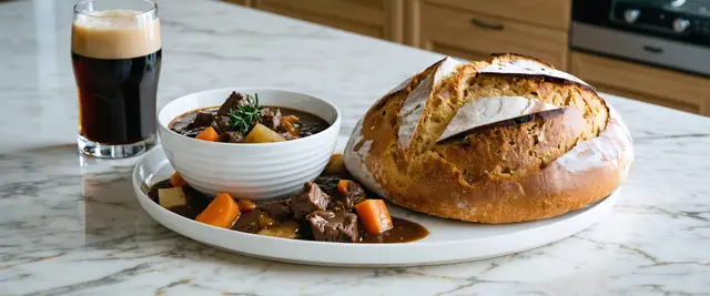Guinness Beef Stew Served With Irish Soda Bread