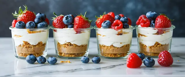 Healthier "Cheesecakes" with Greek Yogurt and Mixed Berries