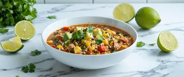 Hearty Turkey and Quinoa Stew with Poblano Peppers and Lime