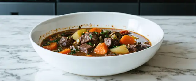 Hearty Venison and Vegetable Stew with Red Wine and Rosemary
