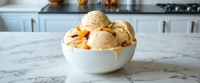 Homemade Peach Bourbon Ice Cream