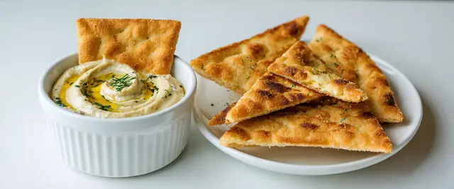 Homemade Pita Chips with Garlic Herb Hummus