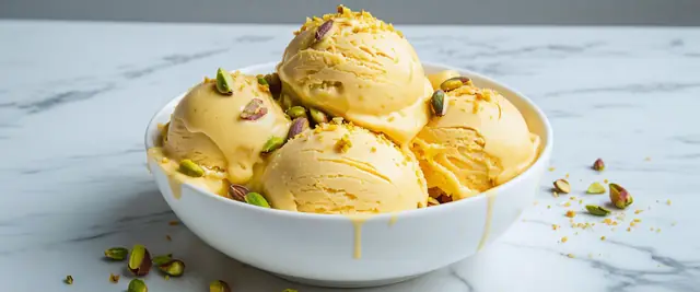 Homemade Saffron Honey Pistachio Ice Cream