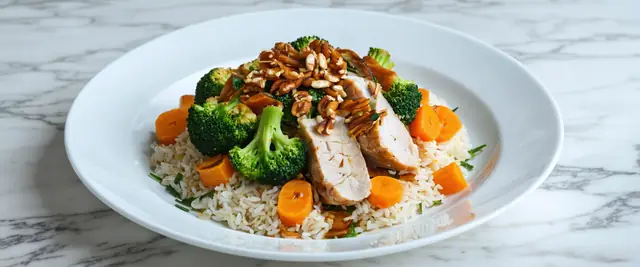 Honey Garlic Glazed Turkey and Wild Rice Bowl with Cranberry Orange Drizzle