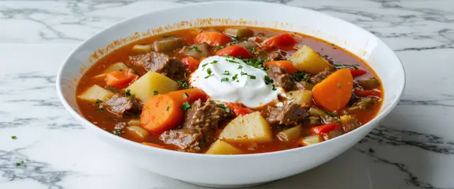 Hungarian Goulash Soup with Smoked Paprika and Caraway Seeds
