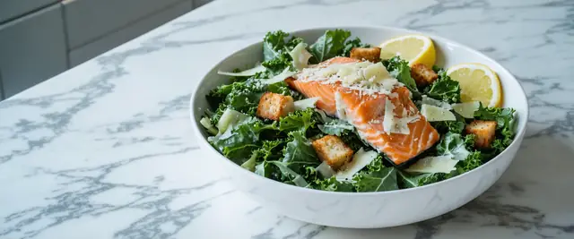 Kale and Salmon Caesar Salad