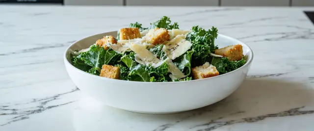 Kale Caesar Salad with Croutons