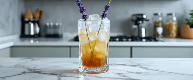 Lavender Passion Dirty Soda Made with 7Up, Lavender Syrup, Passionfruit Syrup, and Creamer