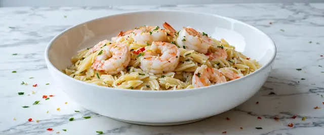 Lemon Garlic Shrimp and Orzo Skillet