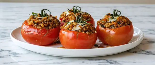Lentil and Herb-Stuffed Tomatoes with Oregano