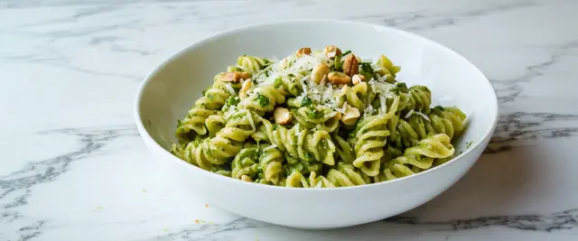 Lentil Pesto Pasta with Pine Nuts