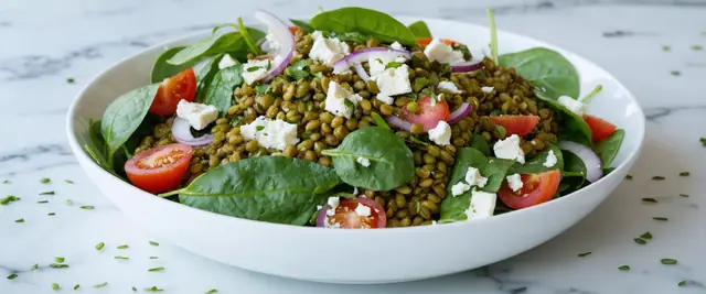 Lentil Spinach Salad with Feta