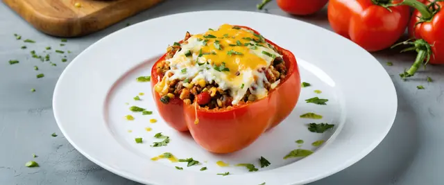 Lentil Stuffed Bell Peppers with Cumin