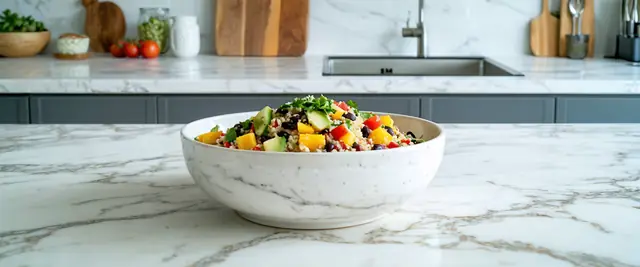Mango Black Bean Quinoa Bowl with Lime Cilantro Dressing
