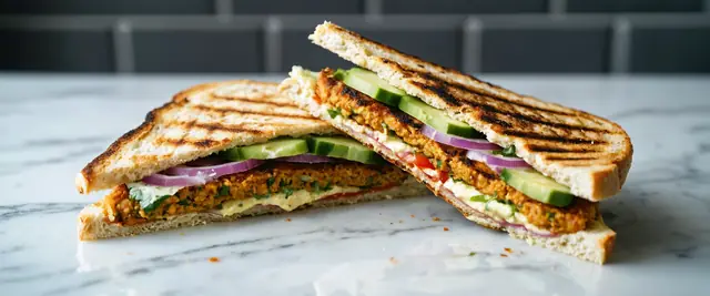 Mediterranean Chickpea Burger with Hummus