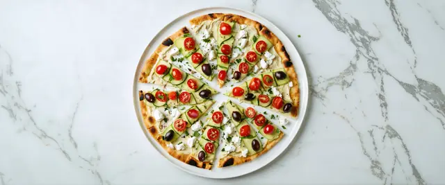 Mediterranean Hummus Flatbread with Olives