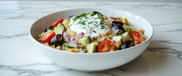 Mediterranean Quinoa Burrito Bowl