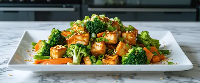 Mongolian Tofu Bites with Stir-Fried Vegetables