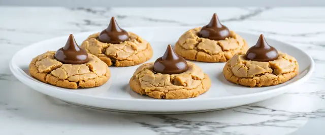 No-Bake Peanut Butter Cookies with Chocolate Kisses