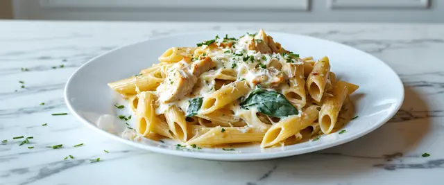 One Pan Chicken Alfredo Bake with Spinach