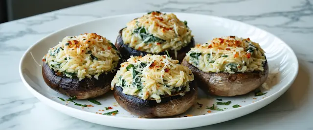 Orzo and Spinach Stuffed Portobello Mushrooms