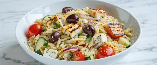 Orzo Salad with Grilled Halloumi