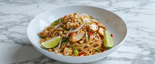 Pad Thai with Juicy Chicken and Homemade Peanut Sauce
