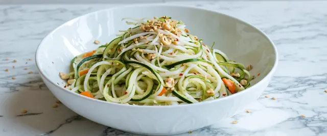 Peanut Sesame Zucchini Noodles with Bean Sprouts